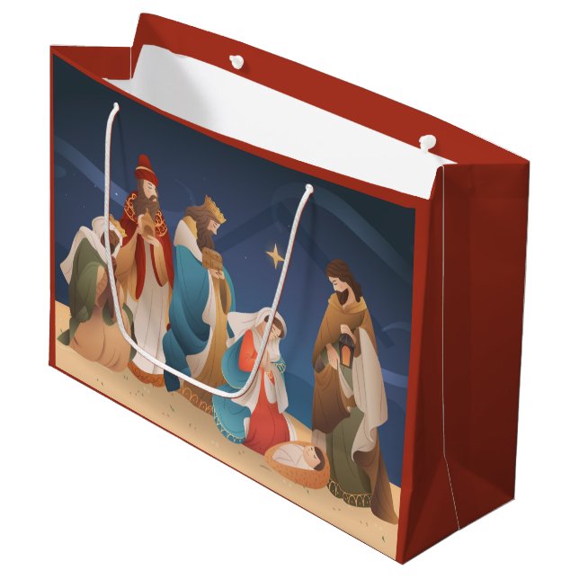 Merry Christmas The Birth of Christ  Large Gift Ba Large Gift Bag (Front Angled)