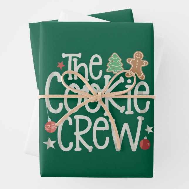 Merry Christmas The Cookie Crew Xmas Matching Wrapping Paper Sheet (In situ)