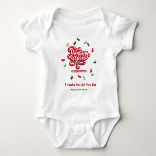 Merry Christmas Thinking of You Personalize Baby Bodysuit