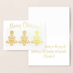 Merry Christmas Three Elaborate  Tree Outlines Foil Card