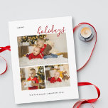 Merry Christmas three family photo collage happy H Holiday Card<br><div class="desc">Personalized happy holidays personalized card with 3 family photos to spread the love in this holidays season. Texts and images are fully customizable!</div>