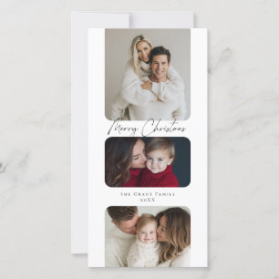 Merry Christmas Three Photo Holiday  Card