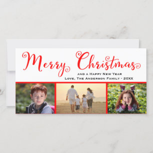 Merry Christmas Three Photo Script - Photo Card