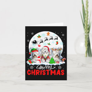 Merry Christmas Three Santa Elf Reindeer Bearded C Card