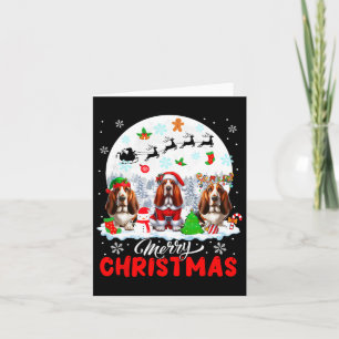 Merry Christmas Three Santa Elf Reindeer Bet Hound Card