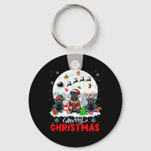 Merry Christmas Three Santa Elf Reindeer Cane Cors Keychain