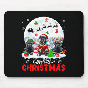 Merry Christmas Three Santa Elf Reindeer Cane Cors Mouse Pad