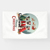 Merry Christmas Three Santa Elf Reindeer Siamese C