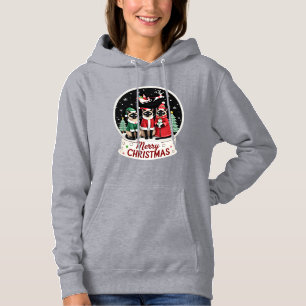 Merry Christmas Three Santa Elf Reindeer Siamese C Hoodie