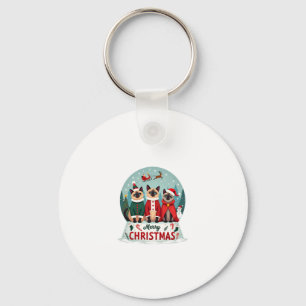 Merry Christmas Three Santa Elf Reindeer Siamese C Keychain