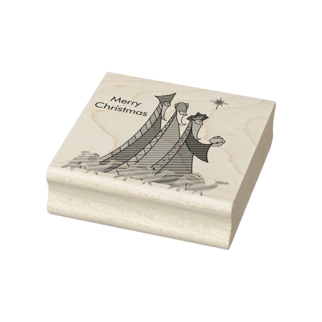 Merry Christmas Three Wisemen  Rubber Stamp (Stamp)