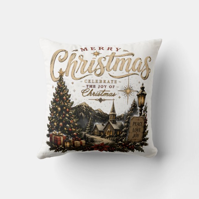 Merry Christmas Throw Pillow (Back)