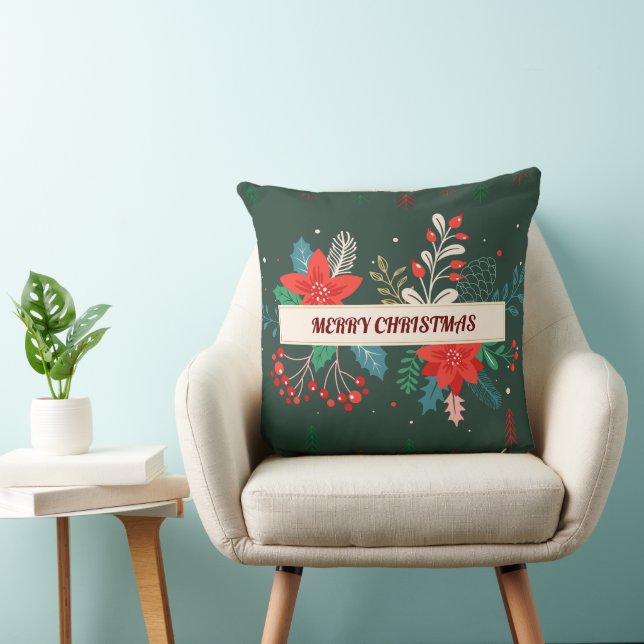 Merry Christmas Throw Pillow (Chair)