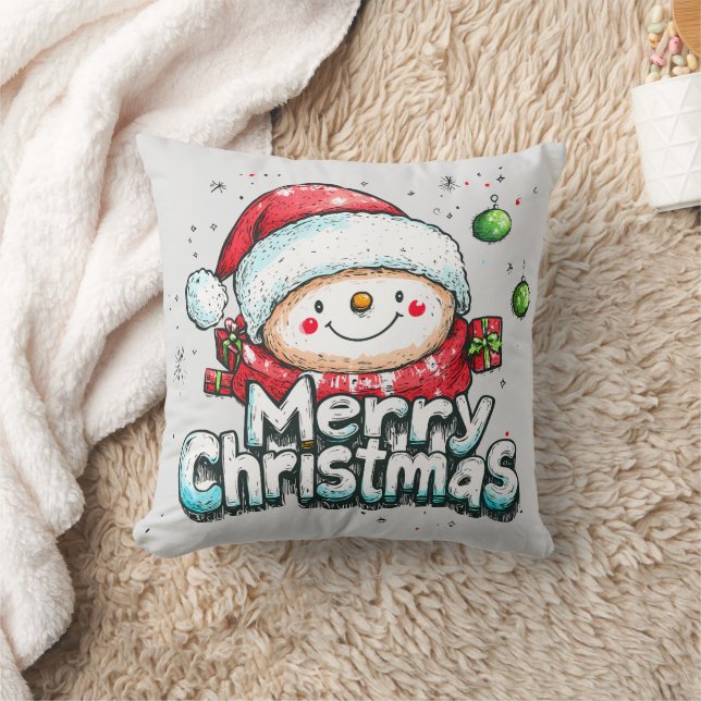 Merry Christmas  Throw Pillow (Blanket)