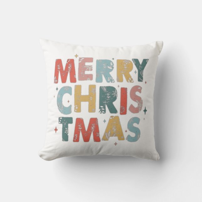 Merry Christmas Throw Pillow (Front)