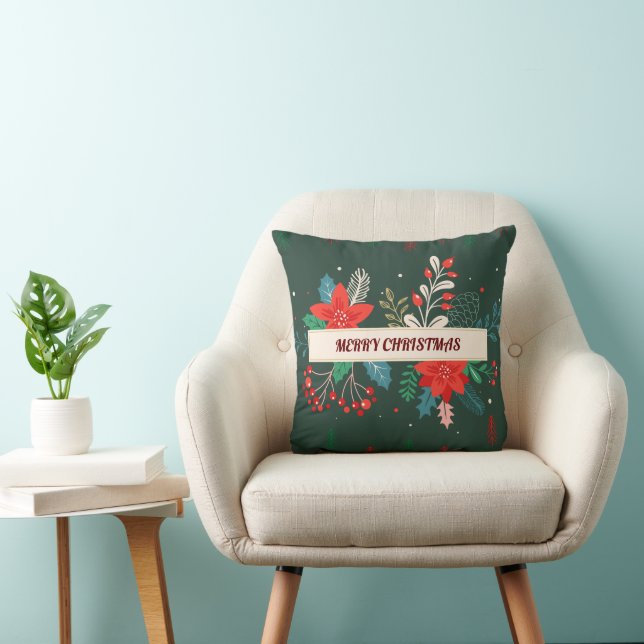 Merry Christmas Throw Pillow (Chair)