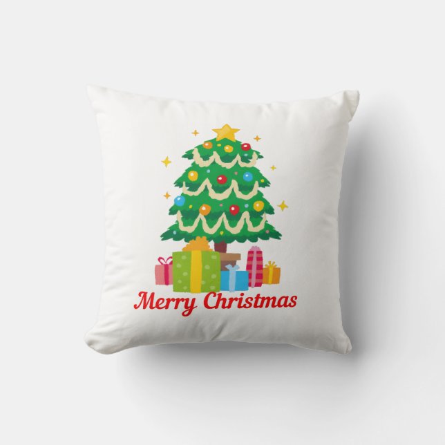Merry Christmas Throw Pillow (Front)