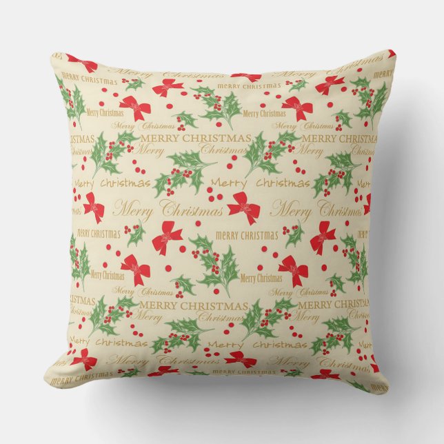 Merry Christmas Throw Pillow (Front)