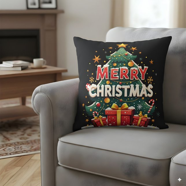 Merry Christmas Throw Pillow (Creator Uploaded)
