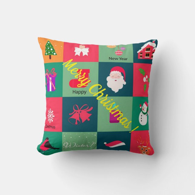 Merry Christmas Throw Pillow (Front)