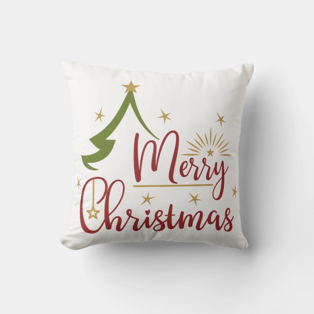Merry Christmas Throw Pillow (Front)