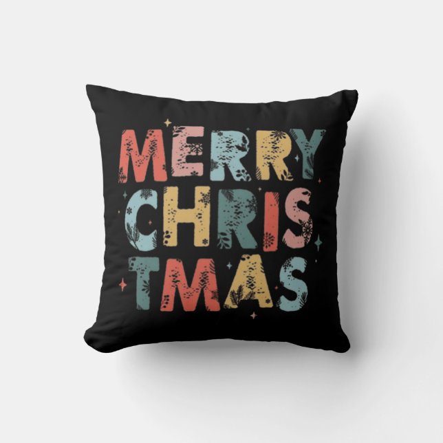 Merry Christmas Throw Pillow (Front)
