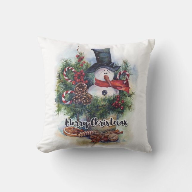 Merry Christmas Throw Pillow (Front)
