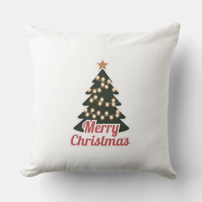 Merry Christmas Throw Pillow: Cozy New Model Pillow (Front)