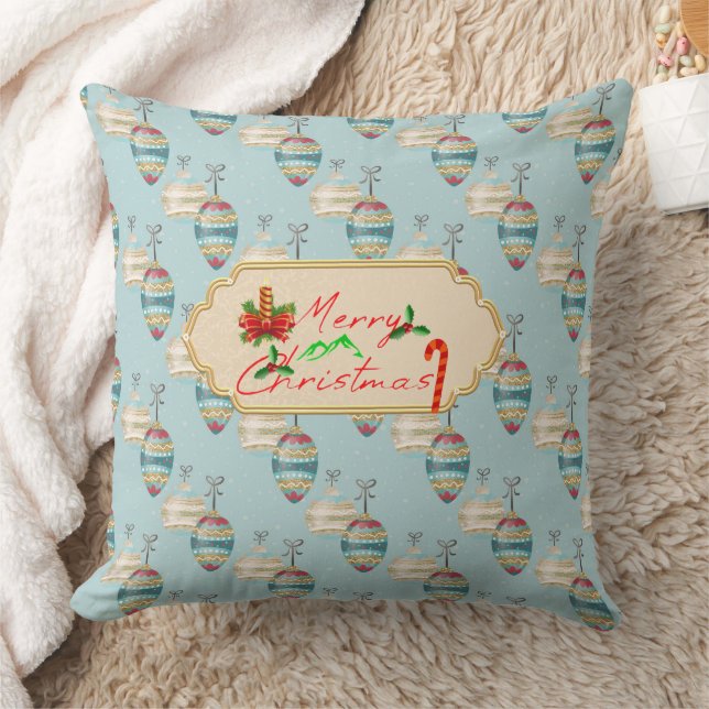 Merry Christmas Throw Pillow – Elegant Holiday Orn (Blanket)