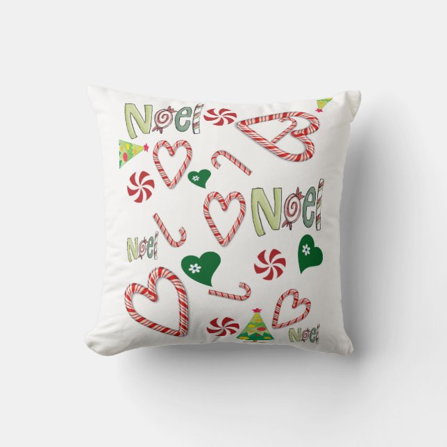 Merry Christmas Throw Pillow, Noel Pillow (Front)