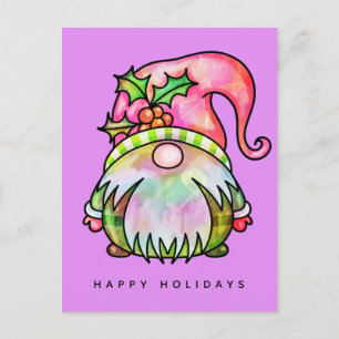 MERRY CHRISTMAS Tie Dye Hippy Gnome Postcard