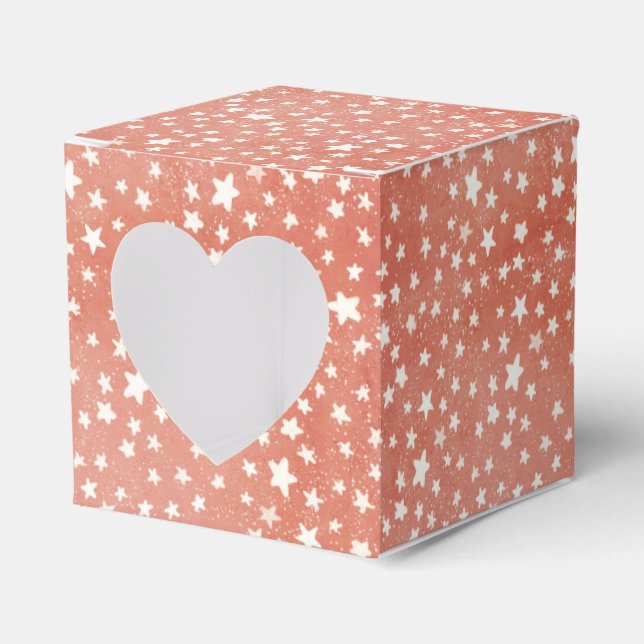 Merry Christmas Tiny White Stars Twinkling on Red Favor Box (Front Side)