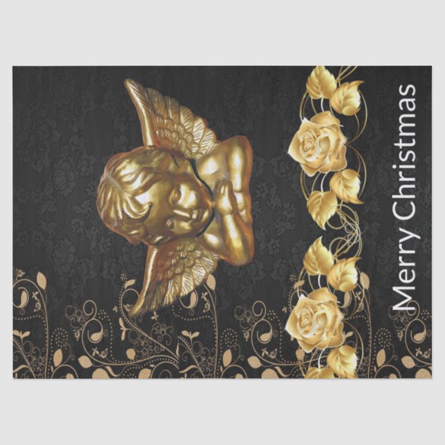Merry Christmas Tissue Paper Gold Angel (Front)