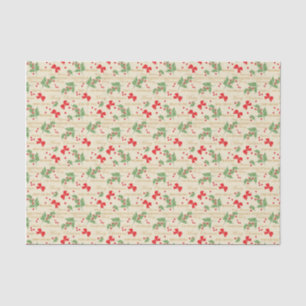 Merry Christmas Tissue Paper; Holly Berries Paper