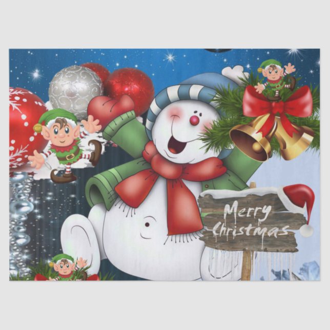 Merry Christmas Tissue Paper Snowman (Front)