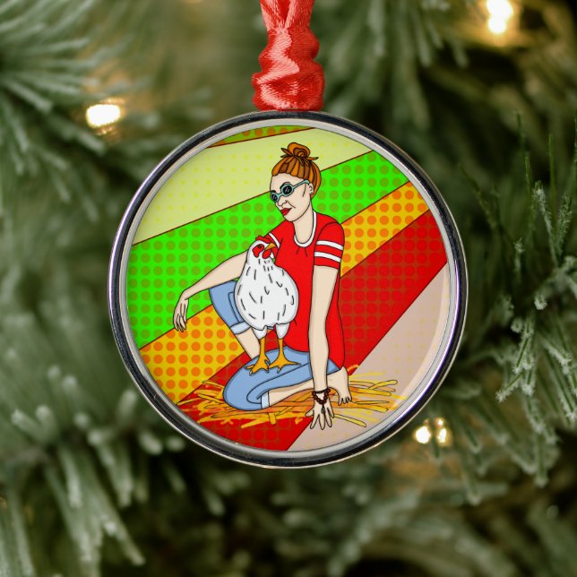 Merry Christmas to a Back Yard Chicken Hobbyist Metal Ornament (Tree)