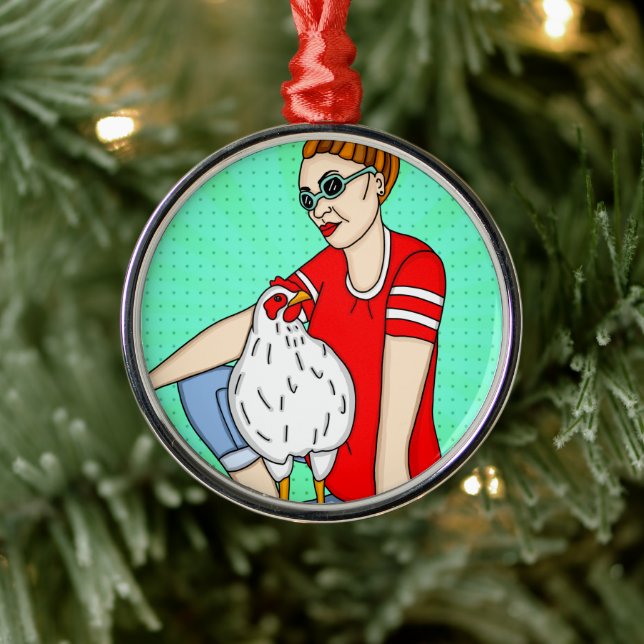 Merry Christmas to a Back Yard Chicken Hobbyist  Metal Ornament (Tree)