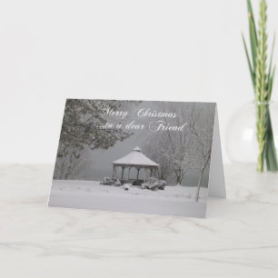 Merry Christmas to a dear Friend-Snow-scene Holiday Card