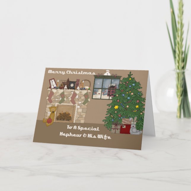 Merry Christmas To A Special Nephew & Wife Holiday Card (Front)