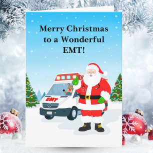 Merry Christmas to a Wonderful EMT with Santa Card