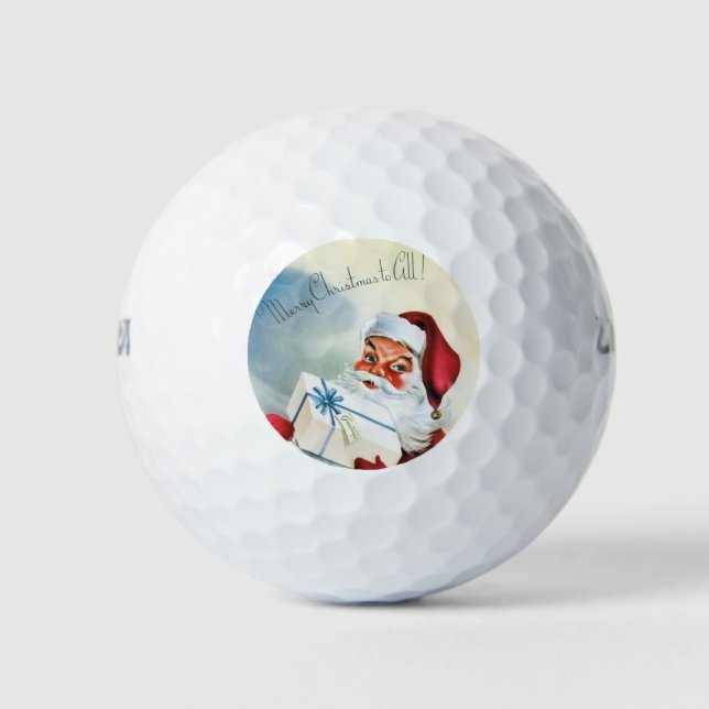 Merry Christmas to All (Retro Santa Claus)  Golf Balls (Front)