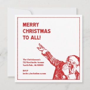 Merry Christmas To All Santa Claus Pointing Box Invitation