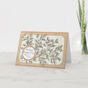 Merry Christmas to All Vintage Holly Holiday Card