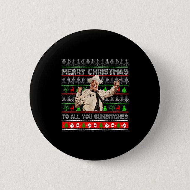 Merry Christmas To All You Sumes Ugly Sweater Retr 2 Inch Round Button (Front)