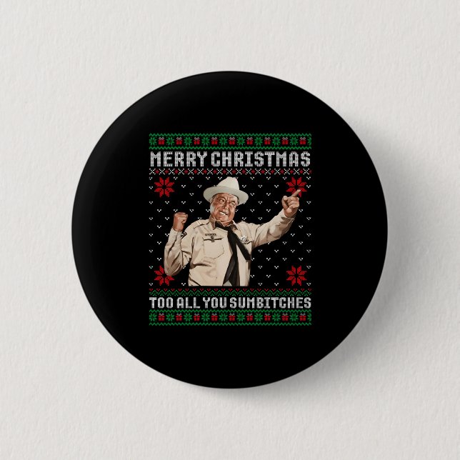 Merry Christmas To All You Sumes Ugly Sweater Vint 2 Inch Round Button (Front)