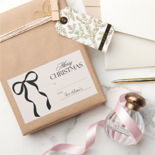 Merry Christmas To And From Customizable Name Bow Sticker
