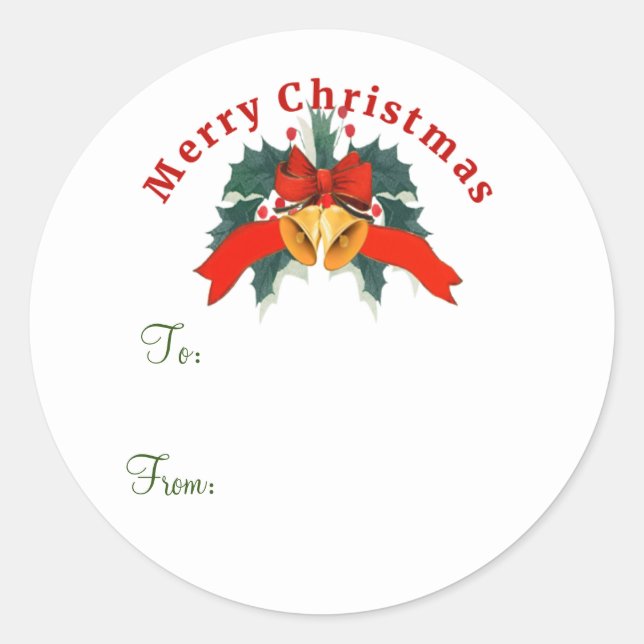 Merry Christmas To, From, Classic Round Sticker (Front)