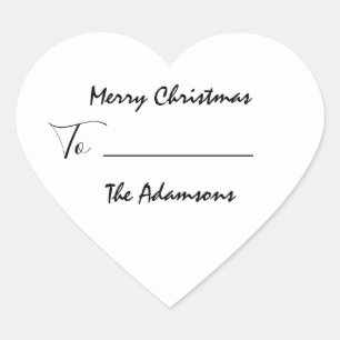 Merry Christmas To..From Family Name Holiday Heart Sticker