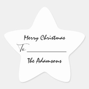 Merry Christmas To..From Family Name Holidays Star Sticker