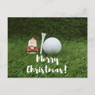 Merry Christmas to golfer with golf ball and Santa Postcard